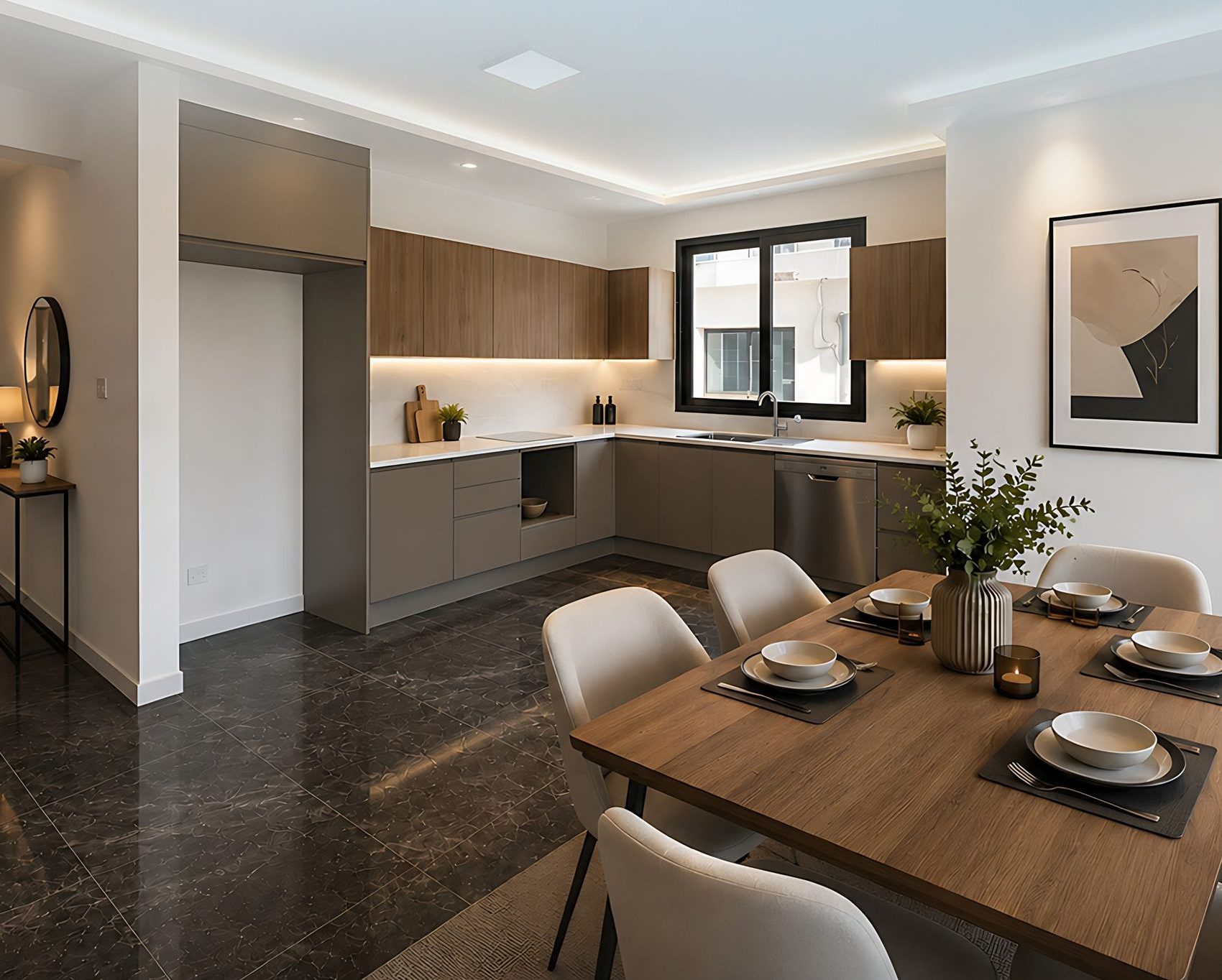 Modern mutfak ve yemek alanı
