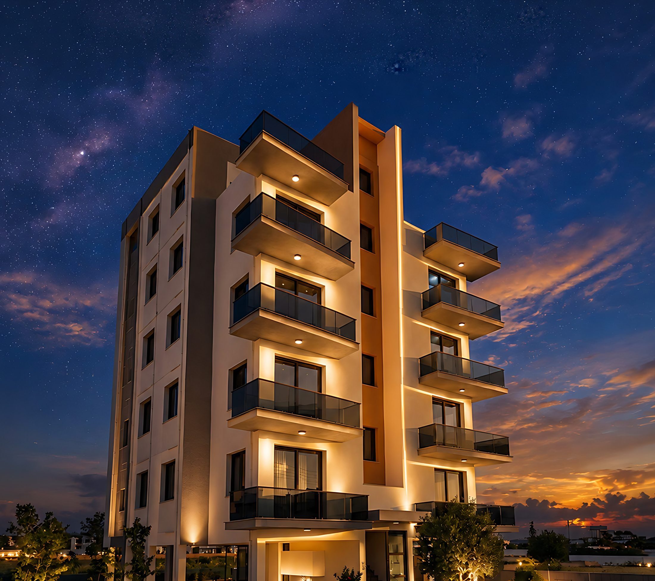 Doğyap İnşaat projesi gece görünümü